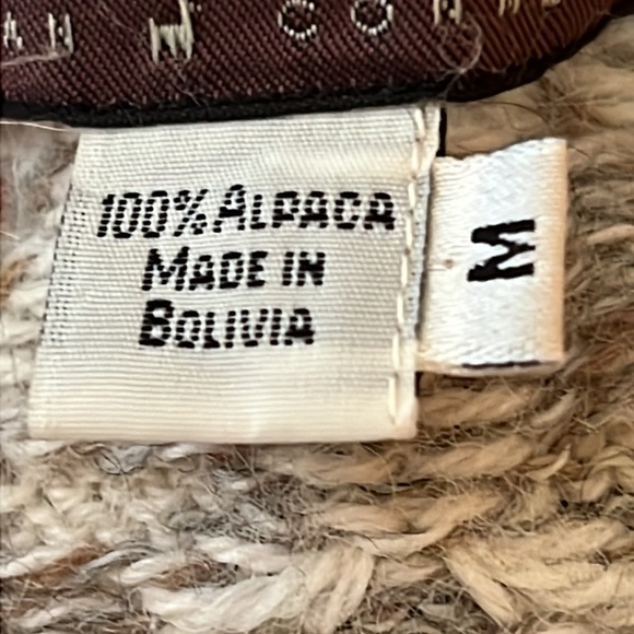 PERUVIAN CONNECTION Alpaca Cardigan Sweater Cream Floral Size Medium - Picture 11 of 11